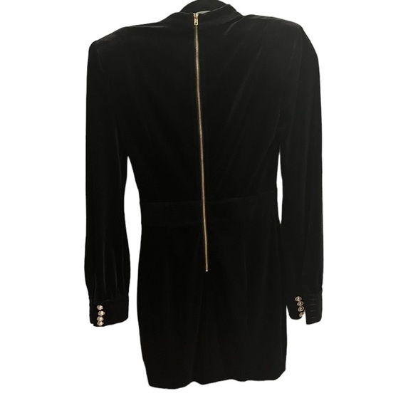 Fashion Nova - Velvet Black Dress with Shoulder Pads - Women’s Size Small - Picture 3 of 8